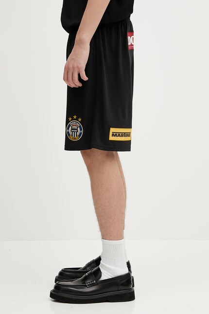 Martine Rose shorts Football black color with an application