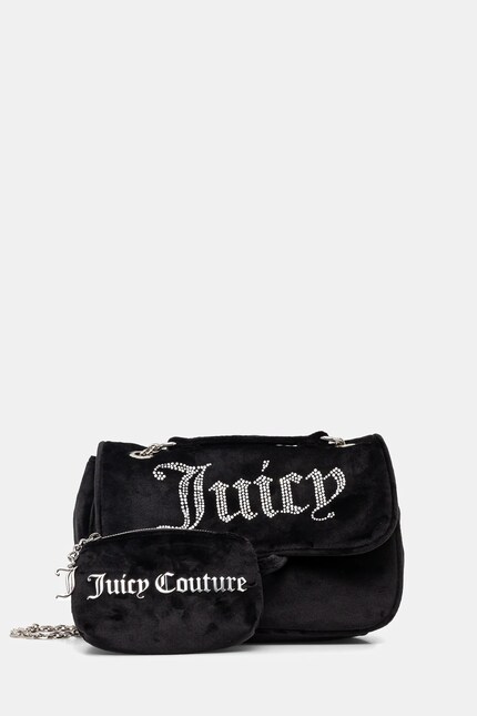 Juicy Couture geantă de mână din catifea Kimberly culoarea negru