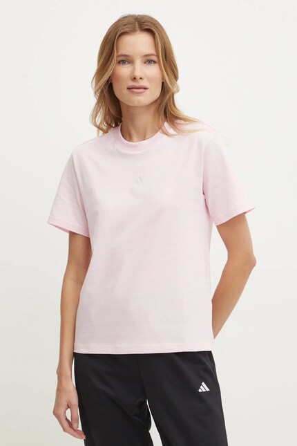 Хлопковая футболка adidas Essentials женская цвет розовый JI6073
