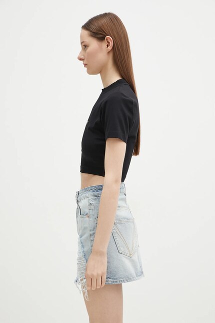 vetements トップス VETEMENTS cotton t-shirt God Is A Woman Cropped Boxy black color