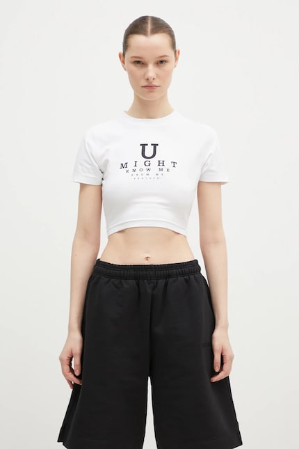 VETEMENTS cotton t-shirt U Might Know Me Cropped Fitted women's VETEMENTS cotton t-shirt U Might Know Me Cropped Fitted women's