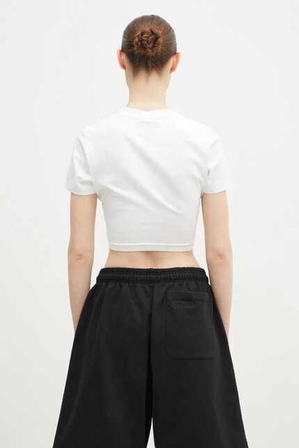 VETEMENTS cotton t-shirt U Might Know Me Cropped Fitted women's