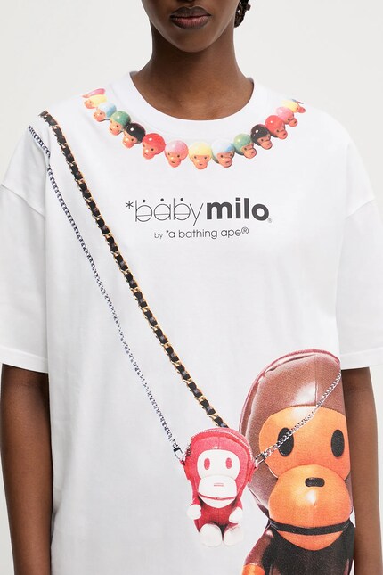 A Bathing Ape cotton t-shirt Baby Milo Fake Print Oversized white