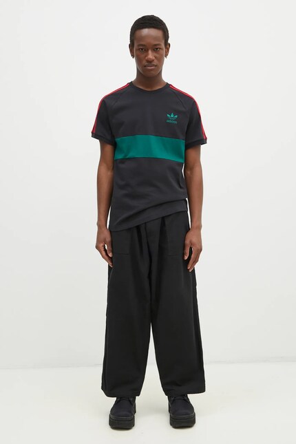 adidas Originals cotton t-shirt 3S PANEL TEE men's black color