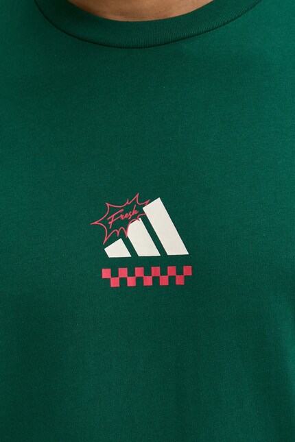 Хлопковая футболка adidas M L PIZZA TEE мужская цвет зелёный с