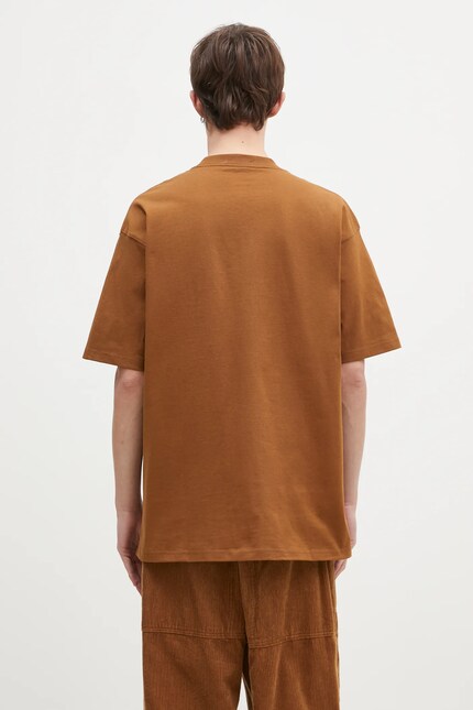 Carhartt WIP cotton t-shirt Eldon Pocket men's brown color smooth