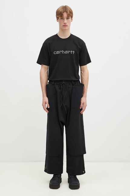 Carhartt WIP cotton t-shirt Rivet Script men's black color with a