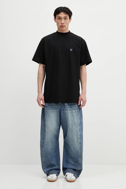 トップス Needles S/S Mock Neck Tee Black Needles t-shirt S/S Mock Neck PRM EU
