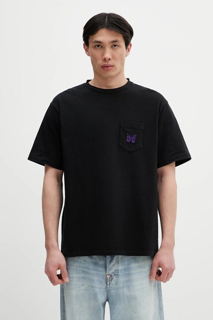 Needles cotton t-shirt S/S Papillon Emb. Pocket PRM EU
