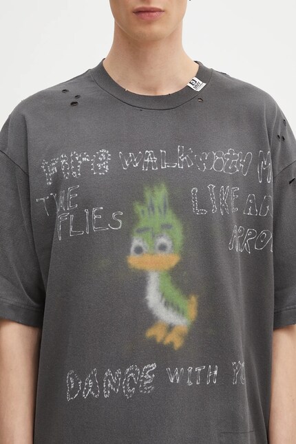 Maison MIHARA YASUHIRO cotton t-shirt Distressed Tee black color
