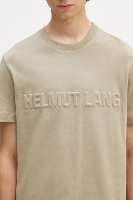 Helmut Lang cotton t-shirt EMBOSSED.TEE.ROUNDED green color with