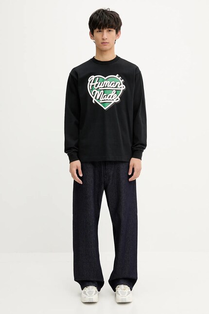 Human Made ブラック 長袖カットソー Human Made cotton longsleeve top PRM EU