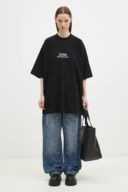 VETEMENTS cotton t-shirt 500 Million Dollars Oversized black color