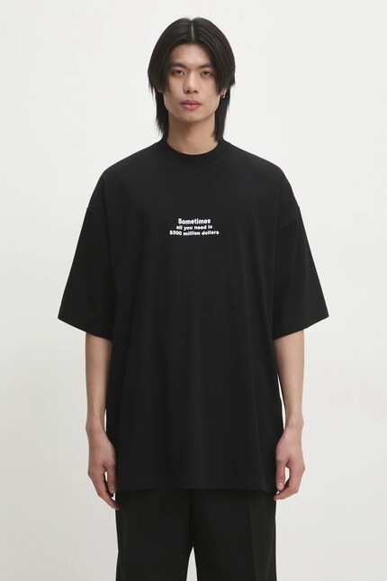 VETEMENTS cotton t-shirt 500 Million Dollars Oversized black color