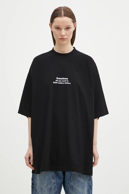VETEMENTS cotton t-shirt 500 Million Dollars Oversized black color