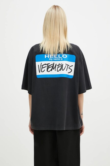 VETEMENTS cotton t-shirt My Name Sticker Cropped Boxy black color