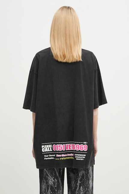 Хлопковая футболка VETEMENTS Dominatrix Hotline Oversized цвет