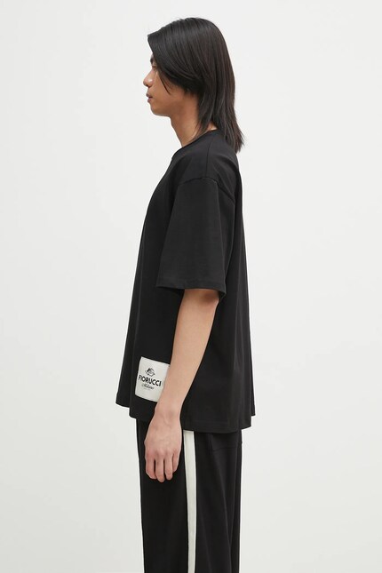 Fiorucci cotton t-shirt Logo Label Boxy Fit black color with an