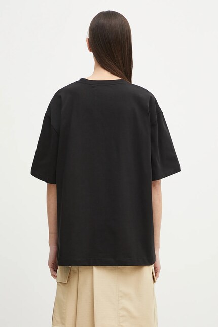 Fiorucci cotton t-shirt Logo Label Boxy Fit black color with an