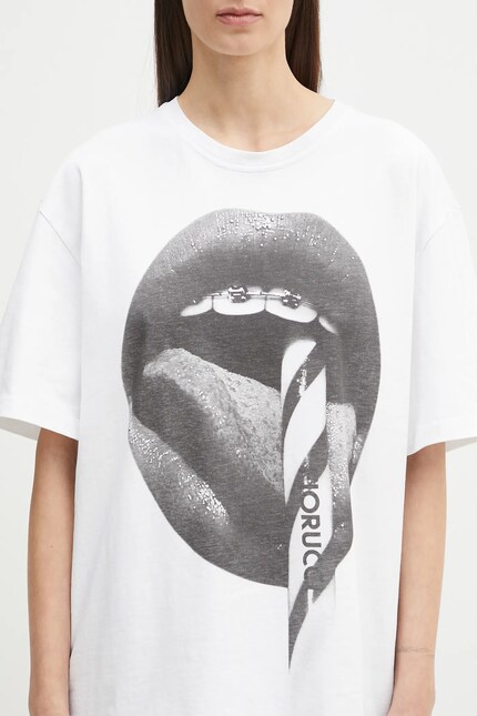 Fiorucci cotton t-shirt Mouth Print Boxy white color with a print
