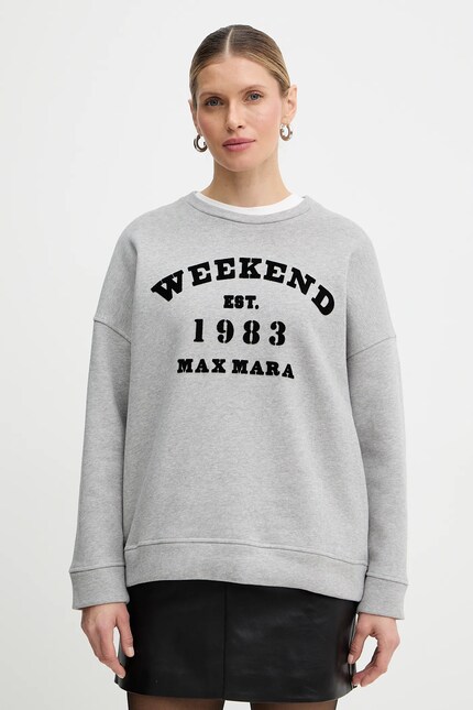 moco Хлопковая кофта Weekend Max Mara GOMMOSO цвет серый с принтом