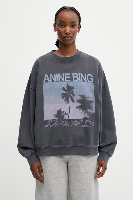 Anine Bing MILES SWEATSHIRT PALMS - WASHED GREY cotton Women's