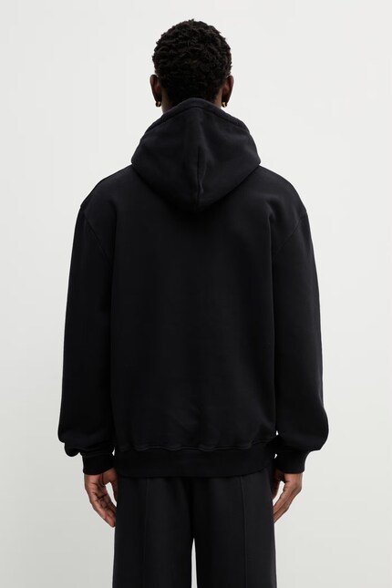 Heliot Emil cotton sweatshirt black color hooded patterned
