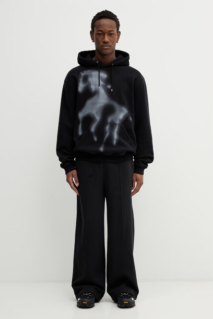 Heliot Emil cotton sweatshirt black color hooded patterned