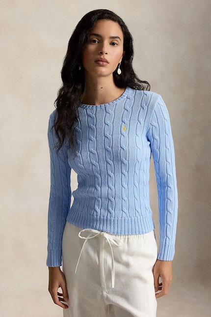 Polo Ralph Lauren PIMA COTTON-LSL-PLO Women's Cotton Sweater blue Polo Ralph Lauren PIMA COTTON-LSL-PLO Women's Cotton Sweater blue