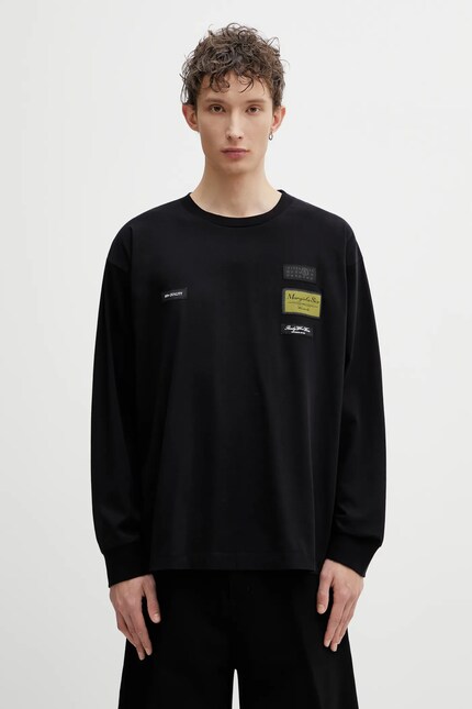MM6 Maison Margiela cotton longsleeve top black color smooth