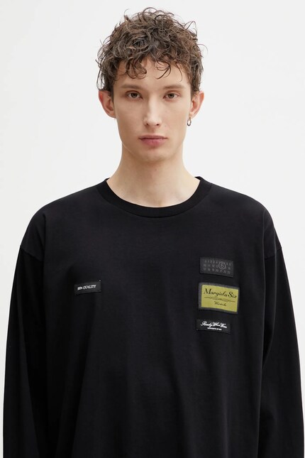 MM6 Maison Margiela cotton longsleeve top black color smooth