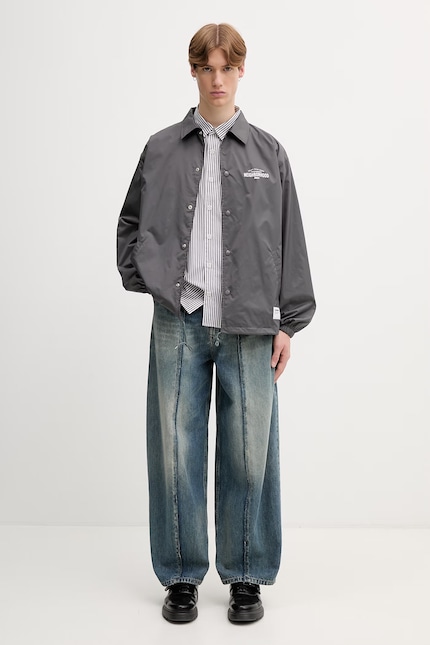 Neighborhood shirt with cotton Men's black striped 261SPNH.SHM04