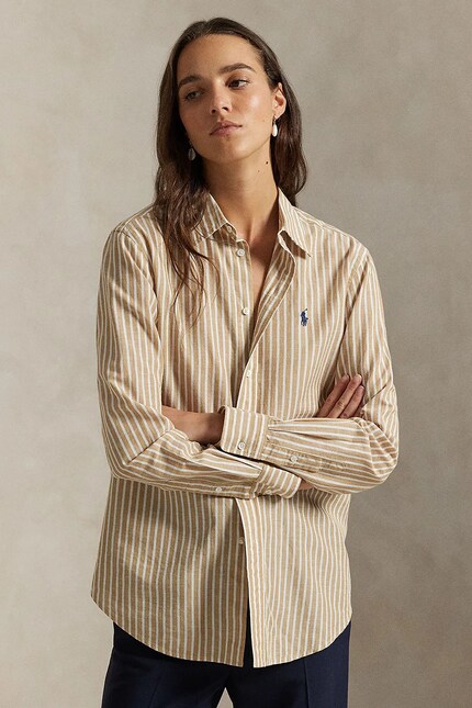 POLO RalphLauren リネン長袖シャツ　ベージュ Polo Ralph Lauren shirt with linen blend PRM EU