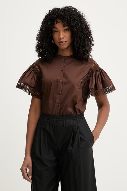 トップス Apolina Bettina Blouse - Chocolate 3-5Y Twinset блузка с рюшами для женщин из хлопка коричневая однотонная