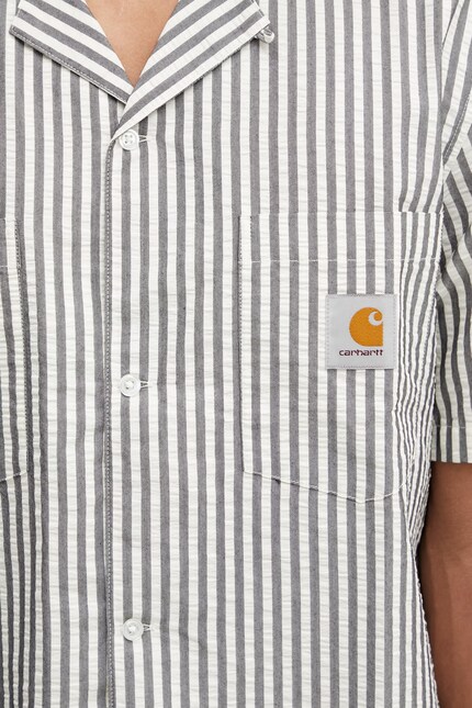 Carhartt WIP S/S Leavel Shirt cotton men's gray striped I036203