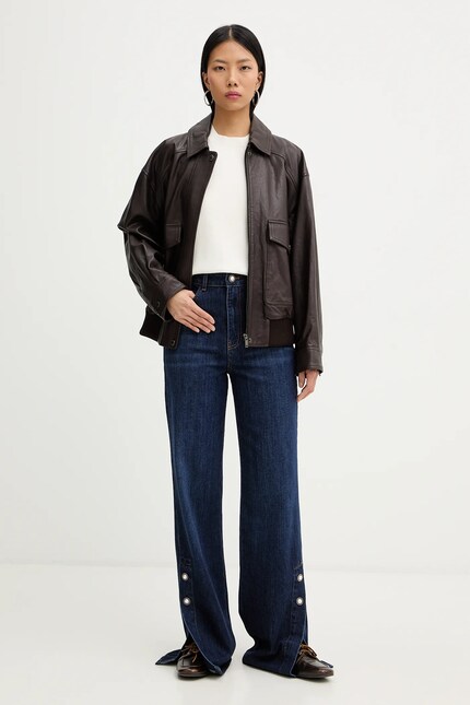 Кожаная куртка Weekend Max Mara GIGANTE цвет коричневый