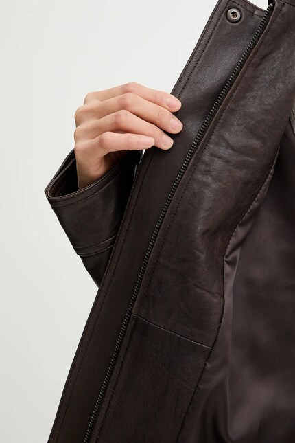Кожаная куртка Weekend Max Mara GIGANTE цвет коричневый