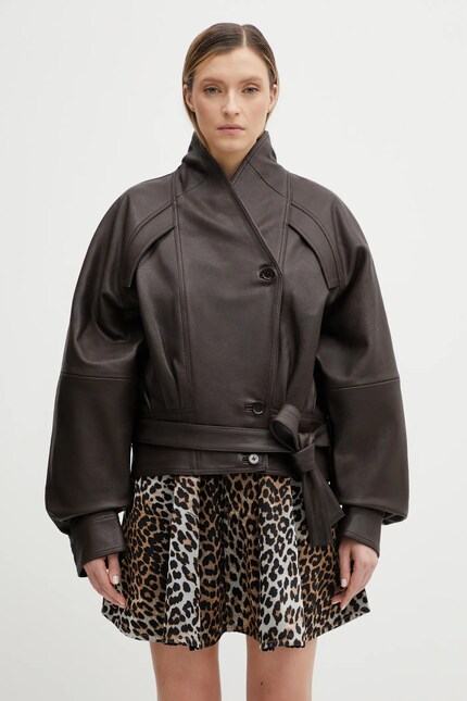 Rotate leather jacket brown color 1155781667 at PRM US
