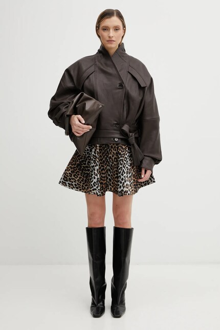 Rotate leather jacket brown color 1155781667 at PRM US