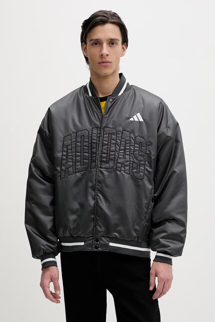 Куртка-бомбер adidas Stadium цвет серый демисезонная oversize