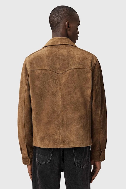 Замшевая куртка AllSaints DELLCOT цвет коричневый демисезонная