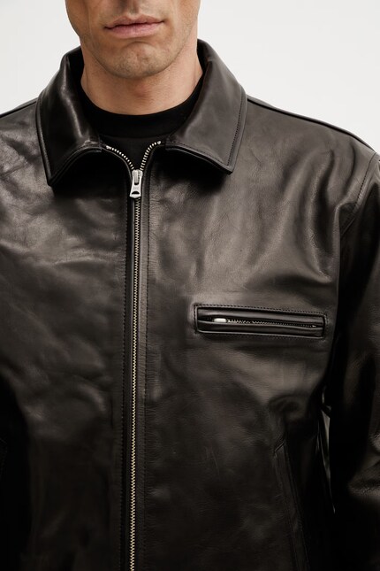 Neighborhood short jacket leather Men's black 261SZNH.JKM01 at PRM US