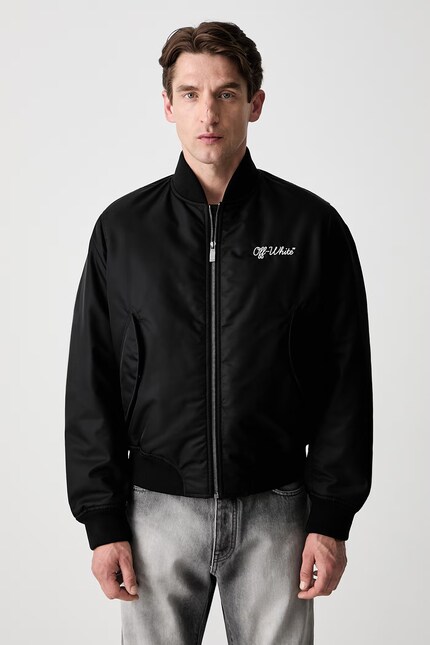 Off-White Script bomber jacket Men's black 44MEH05EC9F0021001 at