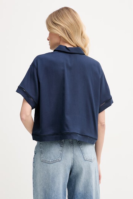 Lacoste polo pentru femei, cu lyocell bleumarin CF0061 | ANSWEAR.ro
