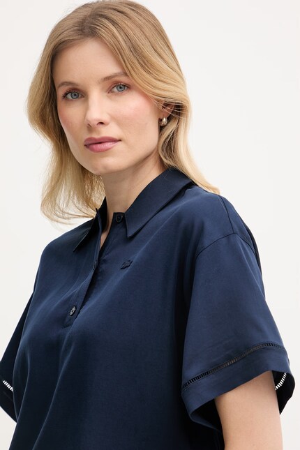 Lacoste polo pentru femei, cu lyocell bleumarin CF0061 | ANSWEAR.ro