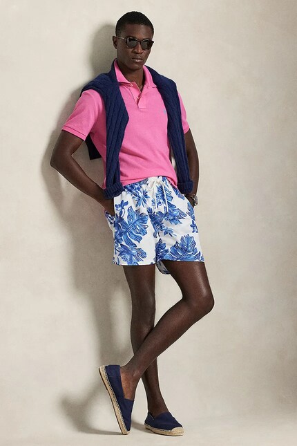 Polo Ralph Lauren cotton polo shirt BASIC MESH pink color smooth