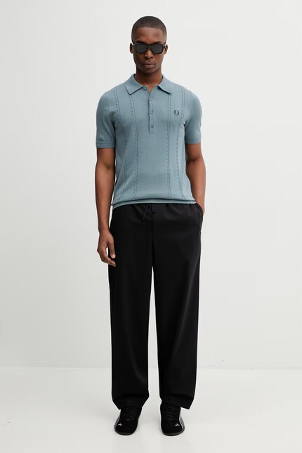 Fred Perry polo shirt with wool blend blue color smooth K2308 at