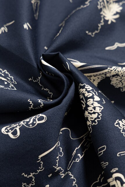 Maison Kitsuné Parisian Map neck scarf cotton navy QU06205WB0054