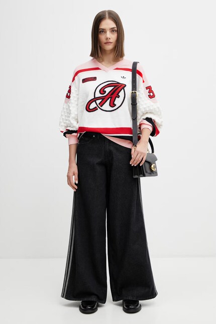 【まー様限定】 denim firebird black ゲンジ adidas Originals Firebird джинсы wide leg для женщин чёрные KD2905