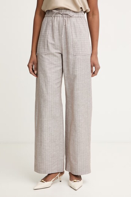 MM by Max Mara брюки для женщин со льном FAUNA коричневые high